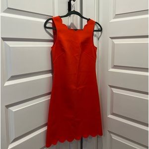 J Crew Coral Scalloped Collar and Hem Sleeveless Midi Dress - Brand New! Size 00